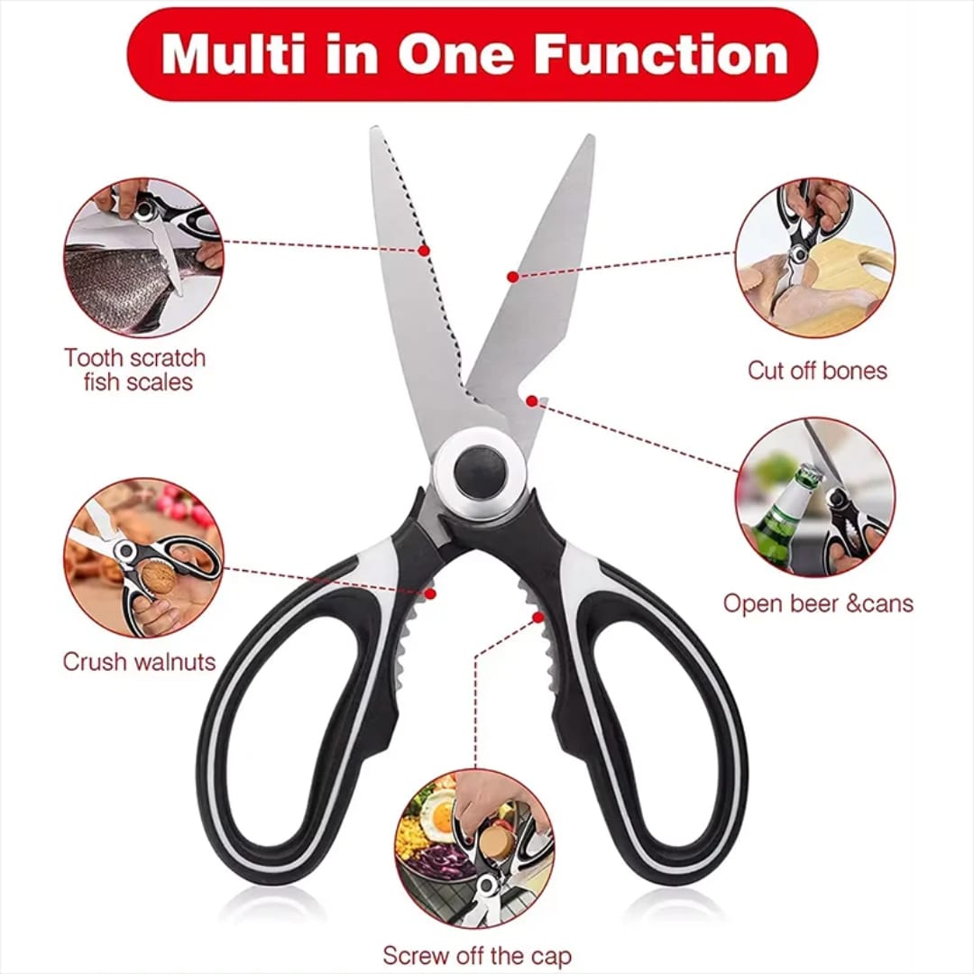 Kitchen Multipurpose Scissors with Protective Cover – Rust-Free Kitchen Shears for Chicken, Poultry, Fish, Meat, Herbs and General Food Preparation Tasks