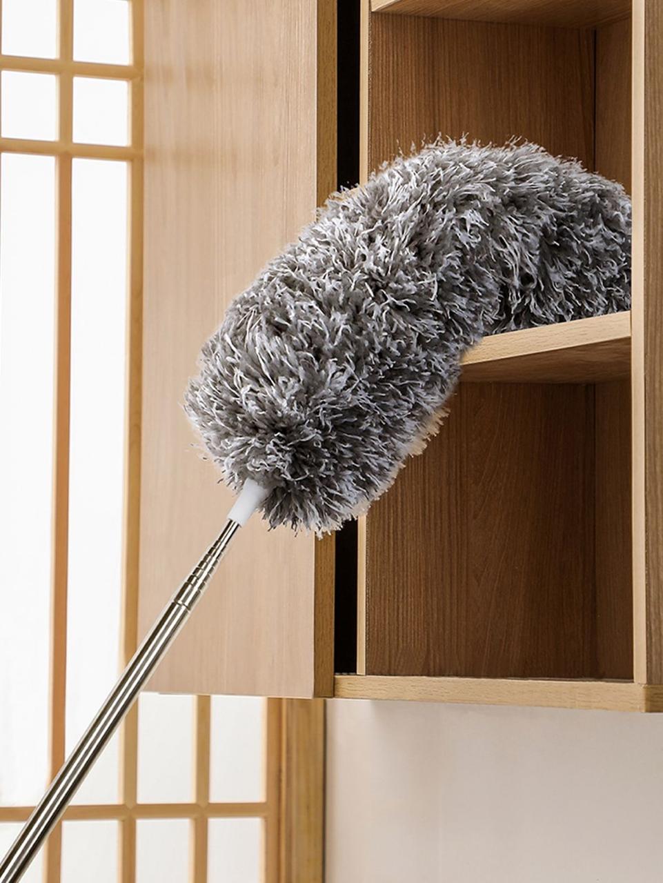 Microfiber Duster with Extra Long Telescopic Pole – Bendable Washable Lint-Free Dust Cleaner for Ceiling Fans, Roofs, Blinds, Cobwebs, Baseboards & Hard-to-Reach Areas