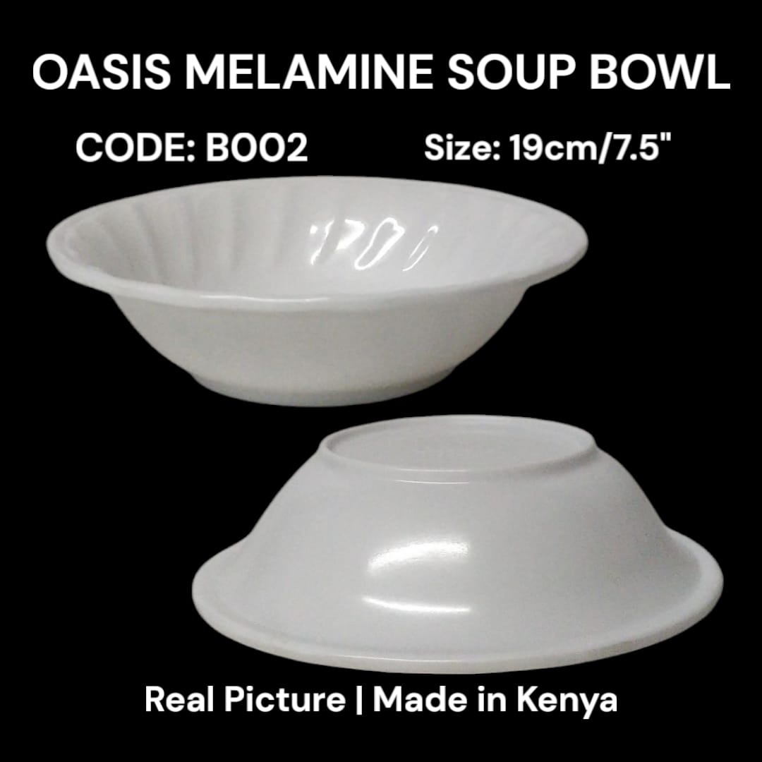 Set of 6 Oasis Melamine Plain White Soup Bowls – Durable Kitchen Serving Bowls for Soup, Cereal, Porridge, Snacks, Salads & Everyday Home Dining Use