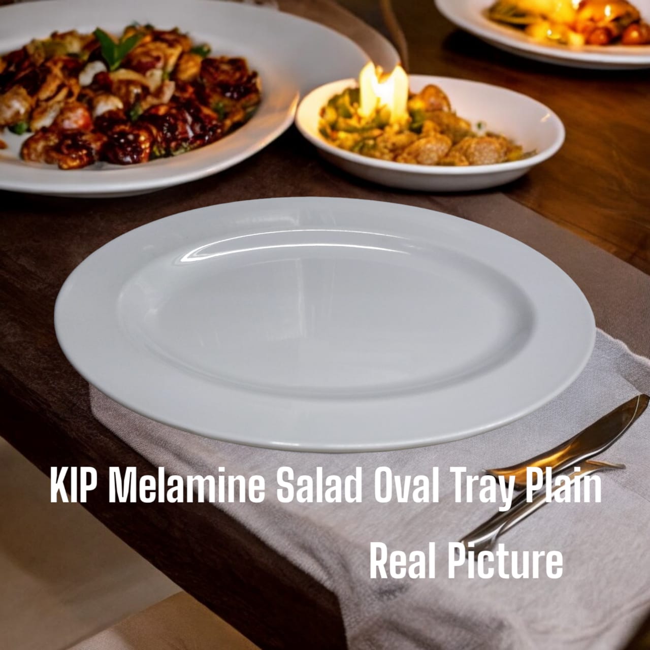 2PCS Kip Melamine Oval Serving Trays – Elegant Food Serving Platters for Salads, Snacks, Main Dishes, Home Dining, Restaurants, Catering & Event Service