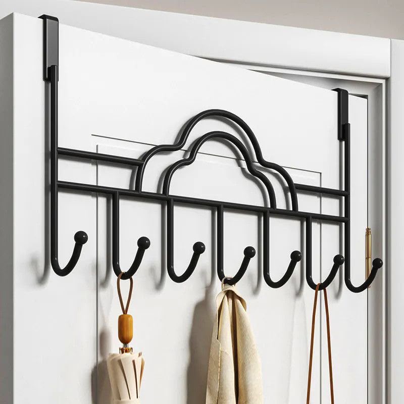 7 Hook Heavy Duty Over the Door Hanger – Carbon Steel Clothes Organizer Rack for Bedroom, Bathroom, Kitchen & Home Storage, Easy No Drill Installation