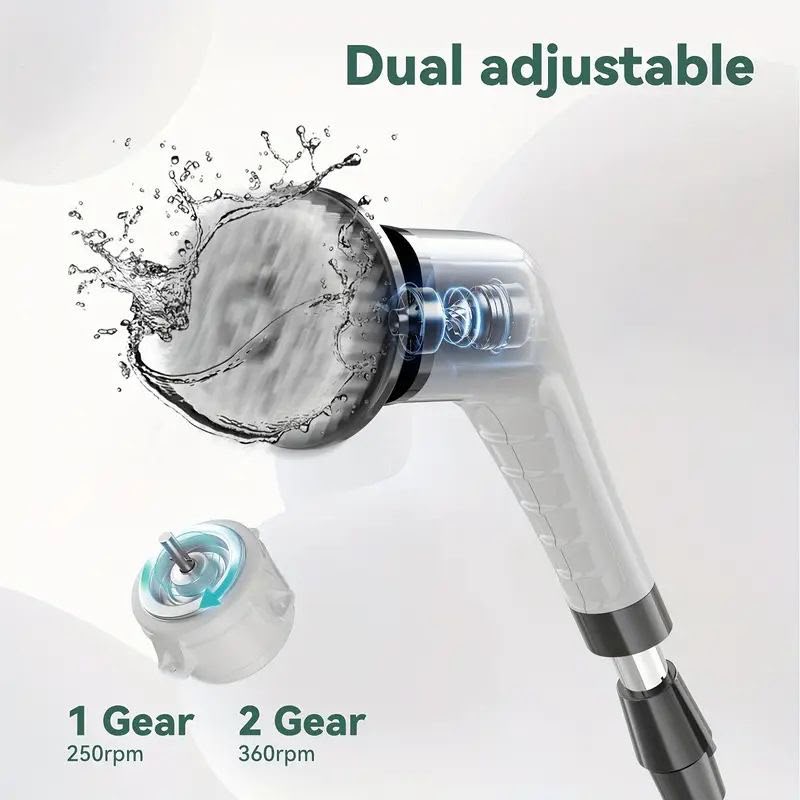 9-in-1 Cordless Electric Cleaning Brush – Rechargeable Rotating Scrubber with 9 Interchangeable Brush Heads & Extendable Long Handle for Deep Cleaning Bathroom, Kitchen, Tiles & Floors