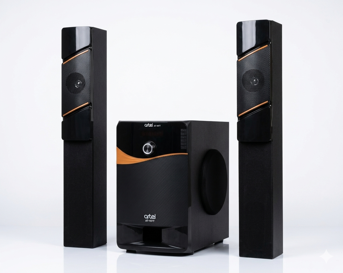 Artel AT-107 3.1 CH Tall Boy Multimedia Speaker System – Powerful Bass Home Theater Tower Speaker, Bluetooth Subwoofer Sound System for TV, USB, FM & AUX Support