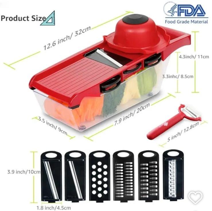 8 in 1 Vegetable Cutter Multi-Function Food Chopper, Slicer, Grater -  Kitchen Vegetable Cutter Set with Container & Blades