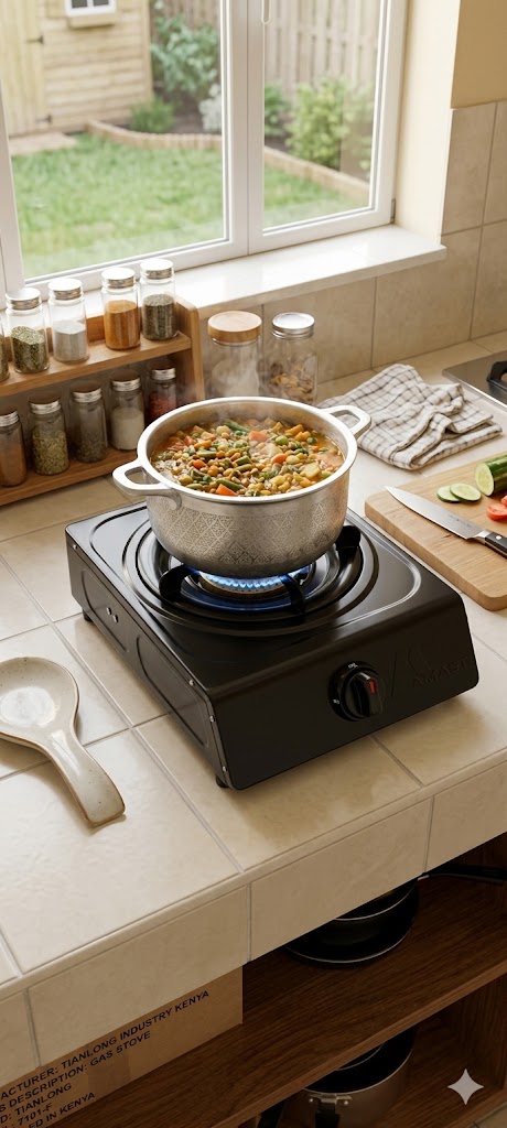 Amaze Single Burner Gas Cooker – Portable Table Top Gas Stove, High Efficiency Single Hob Cooker, Stainless Steel Compact Gas Burner for Home, Outdoor & Small Kitchen Use
