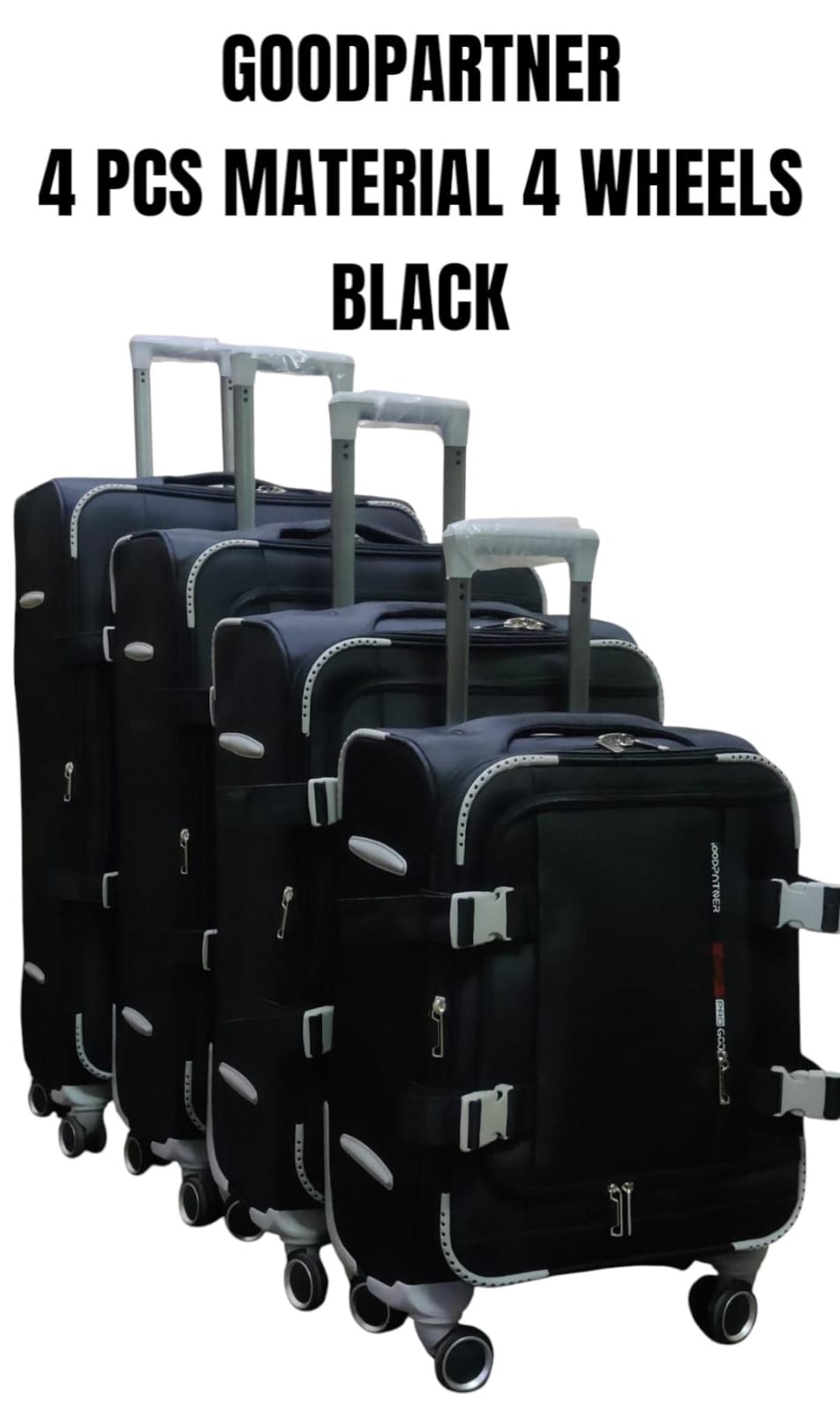 4PCS Luggage Set 4-Wheeled Travel Suitcases Hard/Soft Shell Trolley Bags Set Cabin & Large Size Travel Suitcase Set with Spinner Wheels