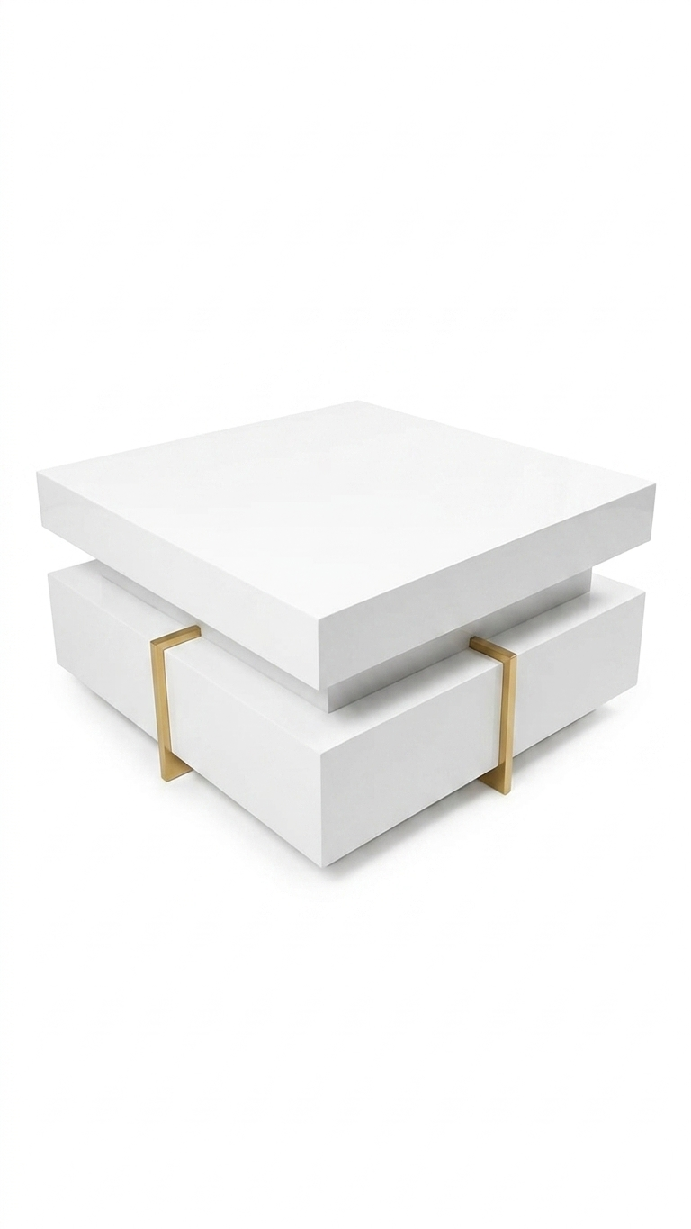 Executive Square Coffee Marble Table -  Luxury Marble Top Center Table , Modern Living Room Coffee Table
