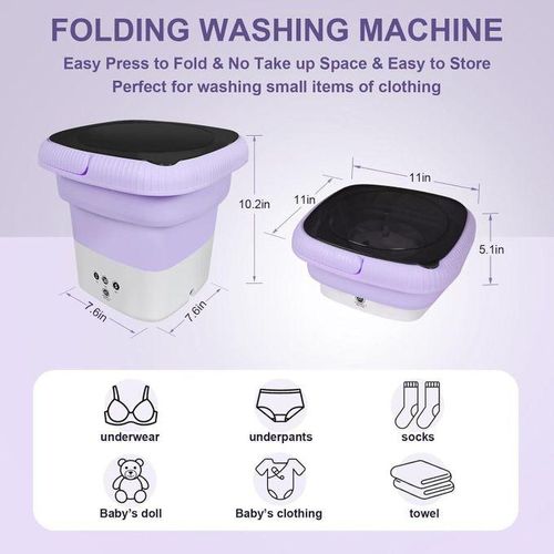 Electric Foldable Washing Machine 7.5KG Portable Mini Washing Machine – Compact Foldable Washer for Clothes, Travel & Small Spaces, Energy Efficient Laundry Machine