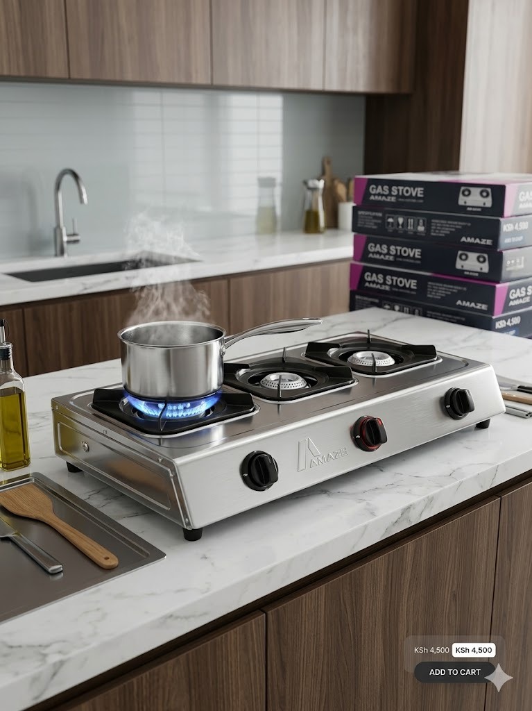 Amaze 3 Burner Table Top Gas Cooker – Stainless Steel Portable Stove, High Efficiency Kitchen Cooker, Durable 3-Burner Gas Hob for Home Cooking & Outdoor Use