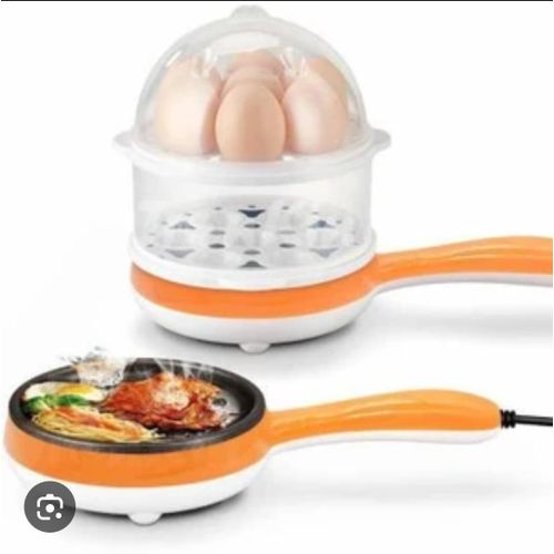 EGG BOILER WITH FRYING PAN| Electric 2-in-1 Magic Pot 14-Egg Boiler Steamer Fry Grill Plate - Multifunction Electric Cooker , 2 Layer Non-Stick Hot Pot & Grill , Fast Cooking Kitchen Appliance