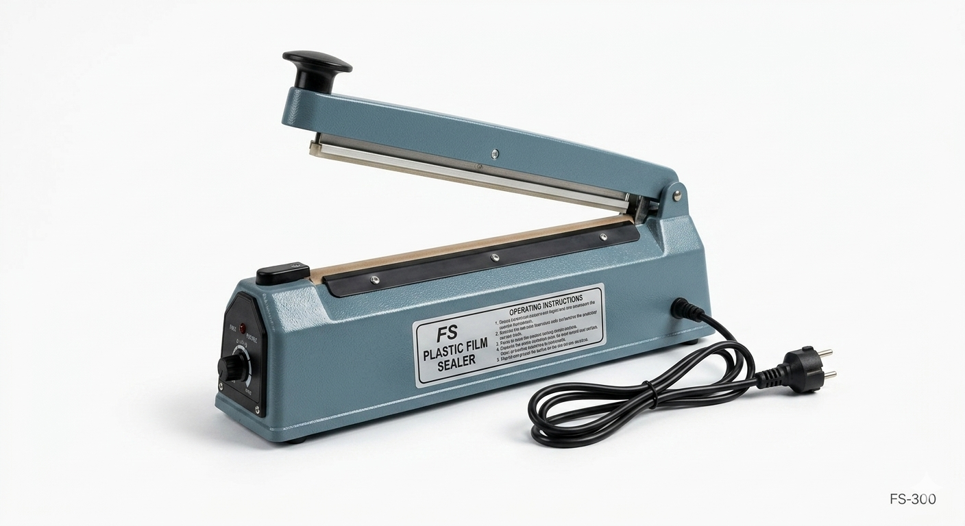 FS-300 PE & PP Plastic Bag Sealing Machine - 300mm Hand Press Plastic Bag Sealer , Food Packaging Sealer for Shop & Business.
