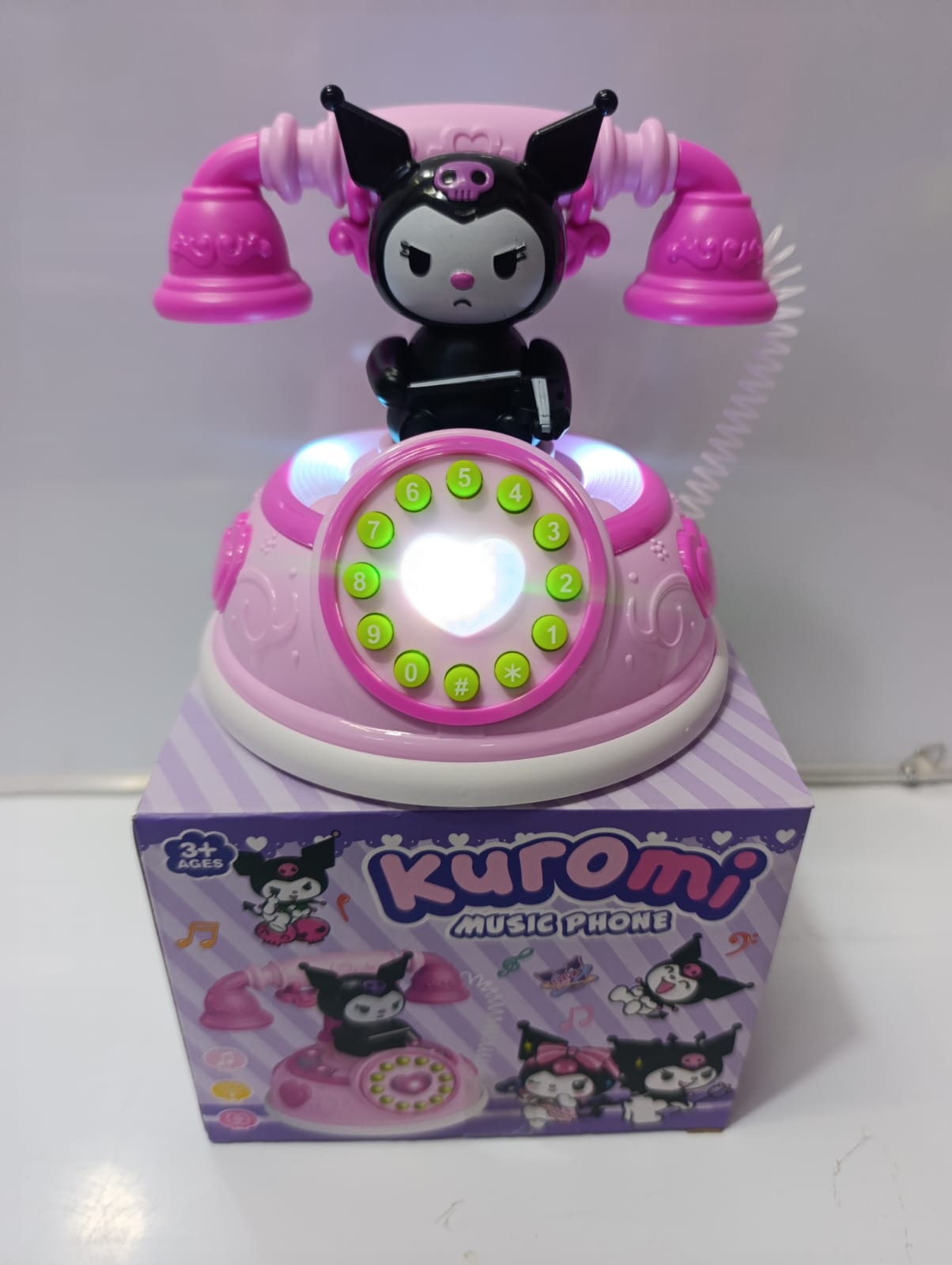 Kuromi Musical Toy Phone for Kids – Battery Operated Educational Play Phone, Sound & Music Learning Toy for Toddlers, Cute Cartoon Mobile Phone
