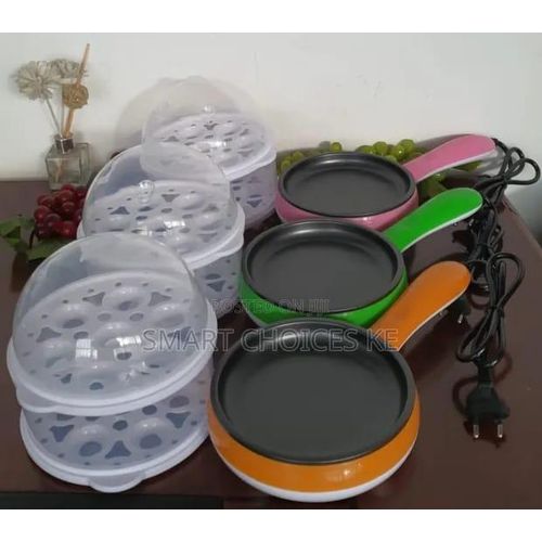 EGG BOILER WITH FRYING PAN| Electric 2-in-1 Magic Pot 14-Egg Boiler Steamer Fry Grill Plate - Multifunction Electric Cooker , 2 Layer Non-Stick Hot Pot & Grill , Fast Cooking Kitchen Appliance