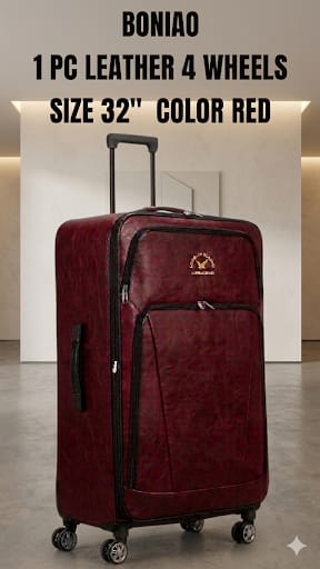 BONIAO 32 Inch Leather Suitcase – Large 4 Wheel Travel Luggage Bag X-Large Hard Case Spinner with Durable Handle