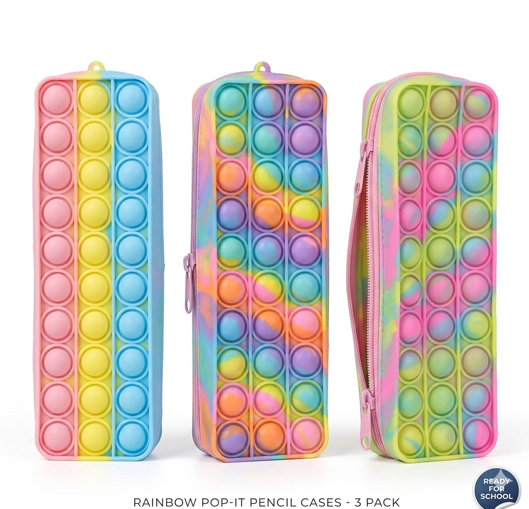 2 Pcs Pop It Pencil Pouch for Kids – Silicone Fidget Pencil Case, Perfect school pencil bag for kids, durable, washable, and trendy, Order now for a fun and practical school essential!