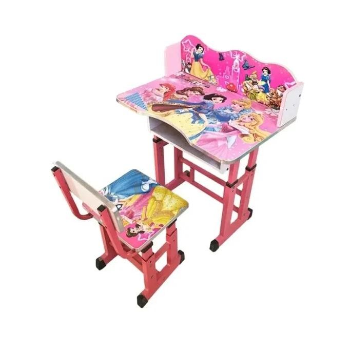 Adjustable Kids Study Table & Chair Set - Durable for Ages 3-6-Assorted Cartoon Decorations