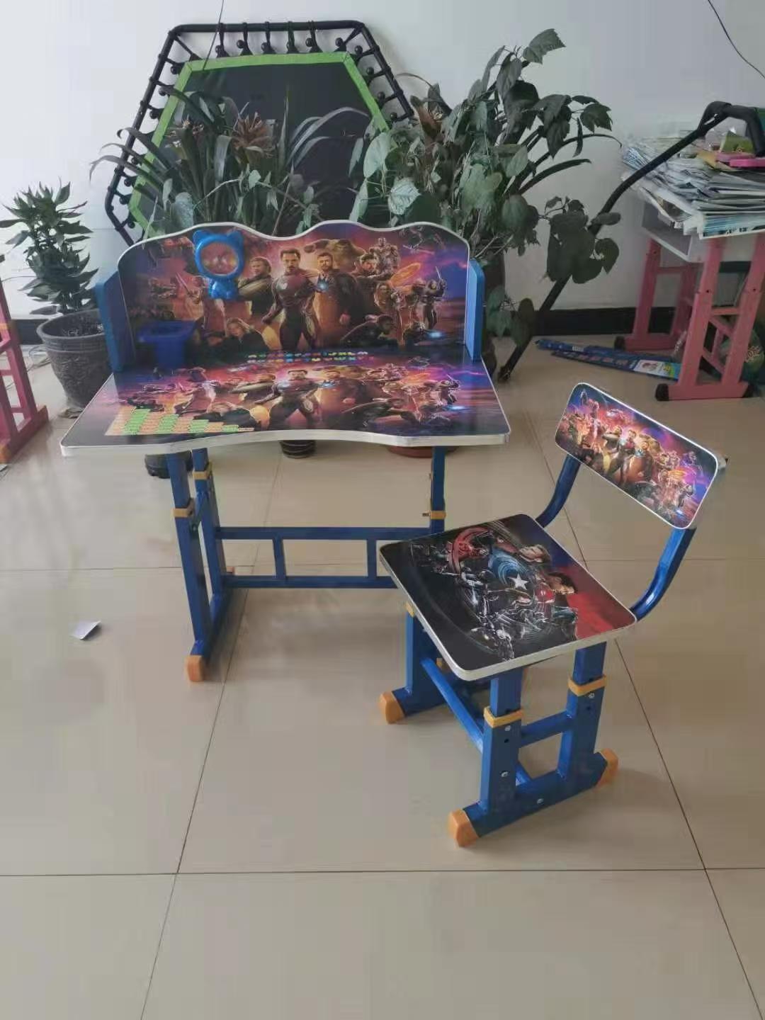 Adjustable Kids Study Table & Chair Set - Durable for Ages 3-6-Assorted Cartoon Decorations
