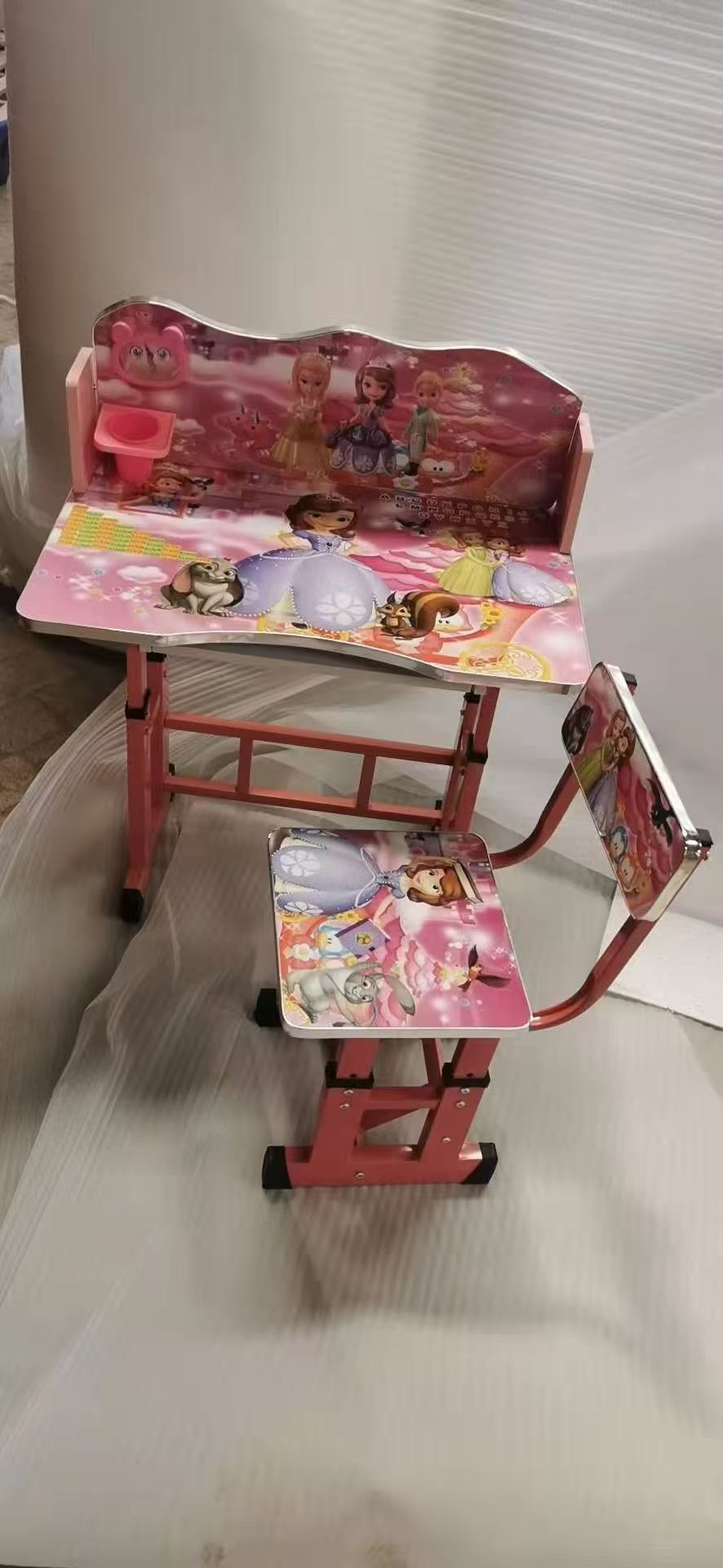 Adjustable Kids Study Table & Chair Set - Durable for Ages 3-6-Assorted Cartoon Decorations
