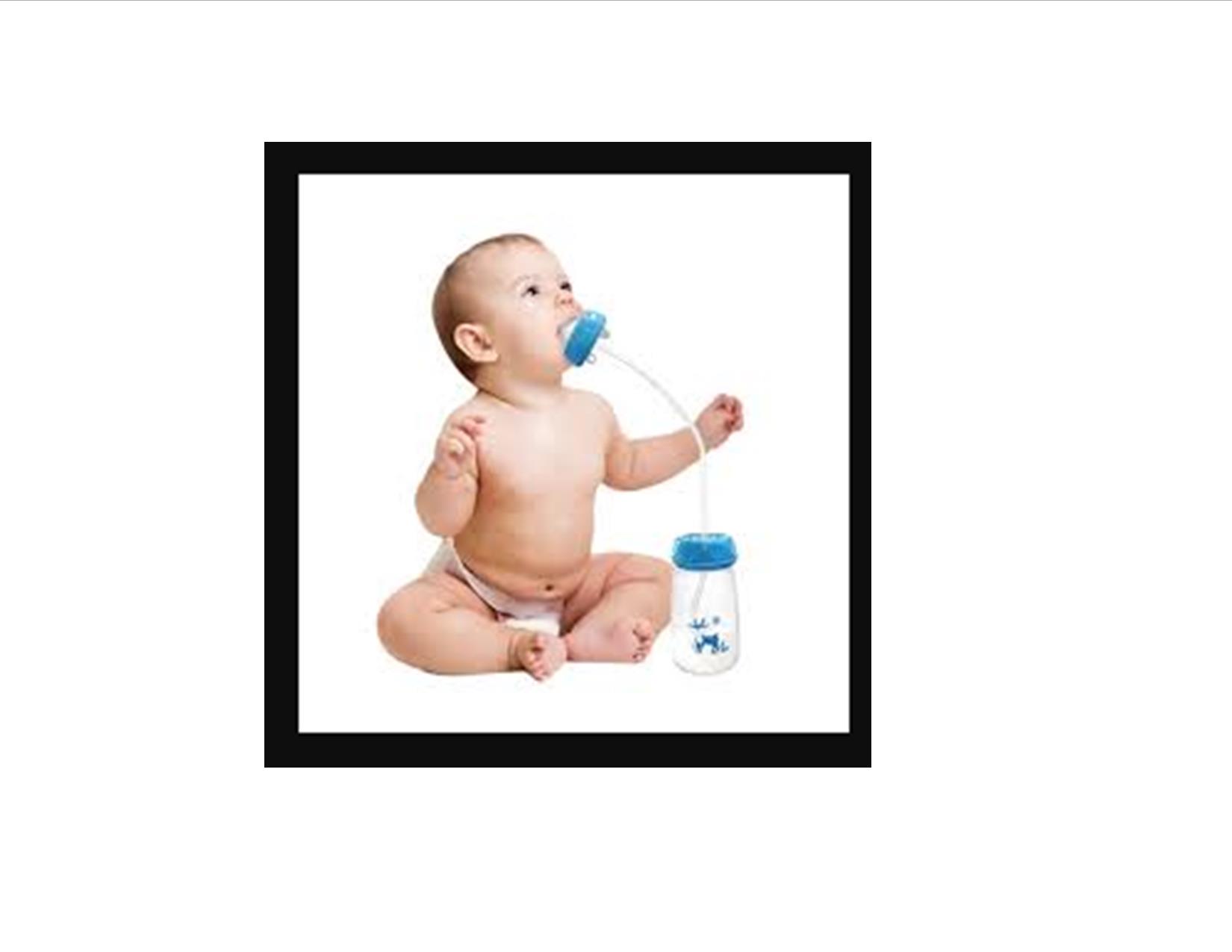 Hands-free Feeding Bottle with an Anti-colic ("anti-choke") Straw