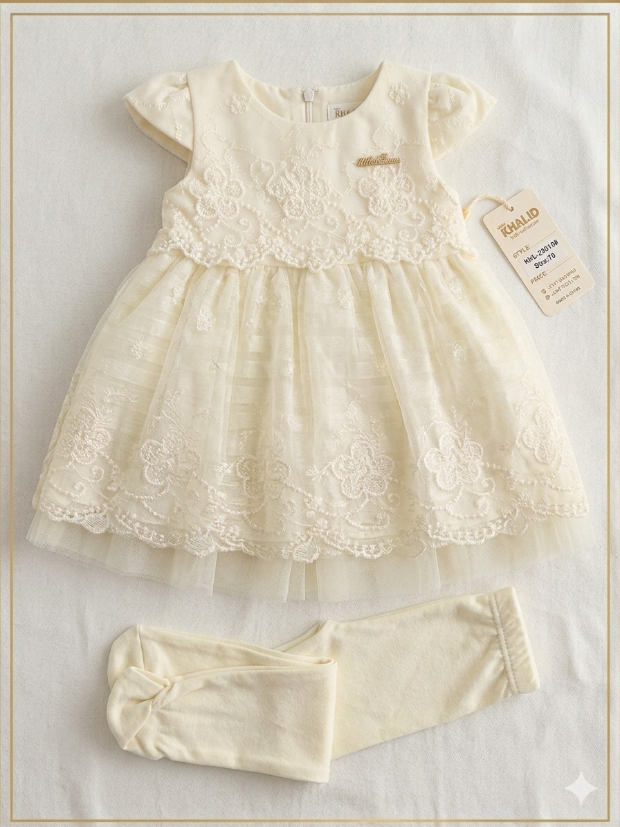 Luxury Baby and Toddler Girls Floral Lace Tulle Dress with Matching Tights set - 2 piece Special Occasion Outfit