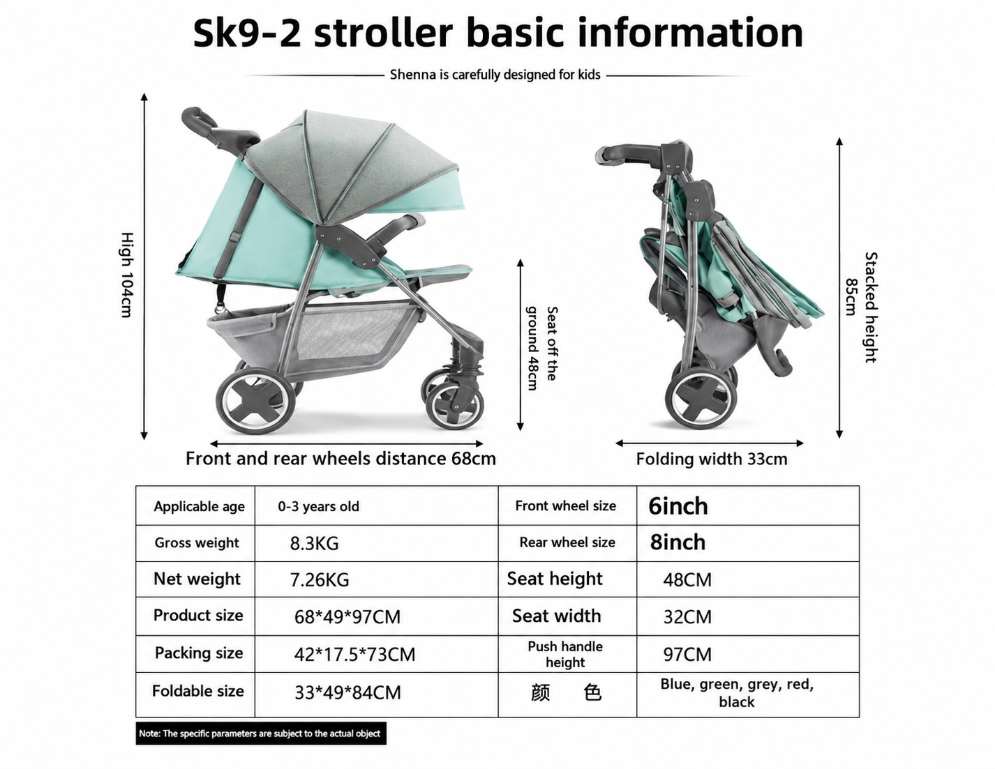 Shenma Lightweight Baby Stroller Compact fold Four-wheel shock Absorption -SK9-2