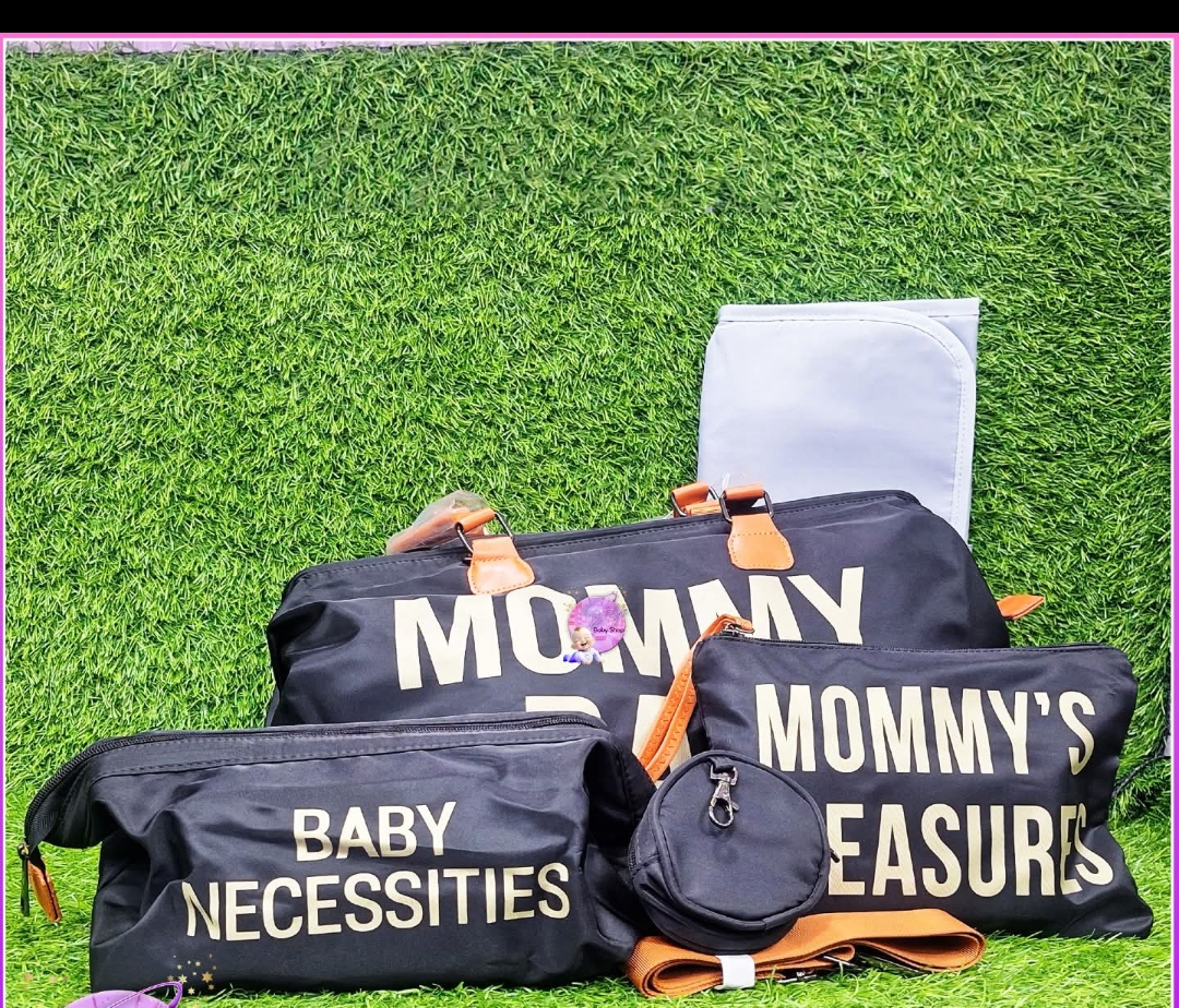 5 in 1 Mommy Diaper Bag Set Suitable as a hospital bag, for travel, or daily use with a newborn