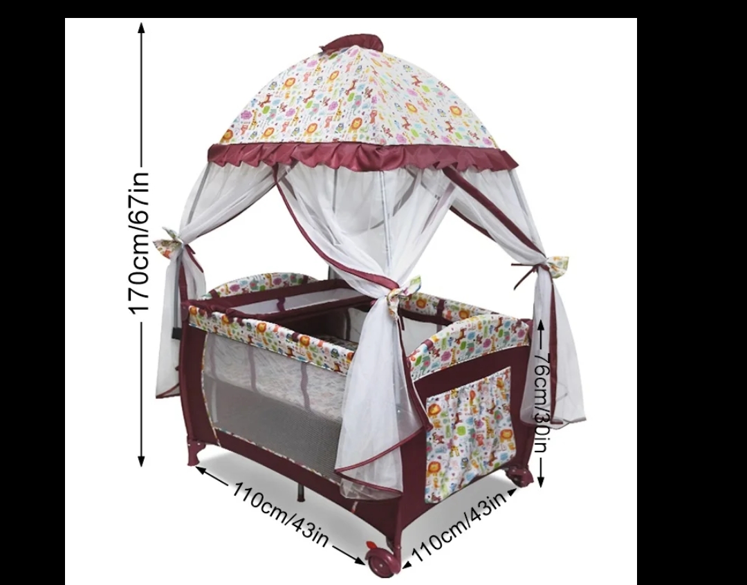Baby Co-sleeper Playpen Bed With Breathable Mesh Canopy for newborn to 3yrs