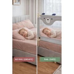 2pcs Kids Bed Rail/ Baby Safety Guard Barrier 2pcs For 2 Sides Size 1.8M Can Fit All Bed Sizes (ASSORTED CARTOON DECORATION )