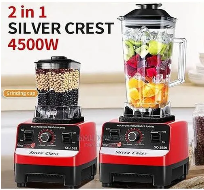 Silver Crest SC-Multifunction Blender 8500Watts which is a commercial-style blender designed for heavy-duty kitchen tasks. It is a 2-in-1 appliance featuring a large pitcher for blending