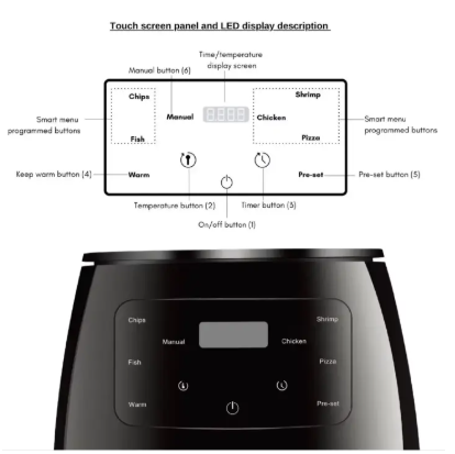 Volsmart Air Fryer VL-AF8006 6L multifunctional Volsmart Air fryer oven airfryer with 2400W power extra large airfryer with manual control