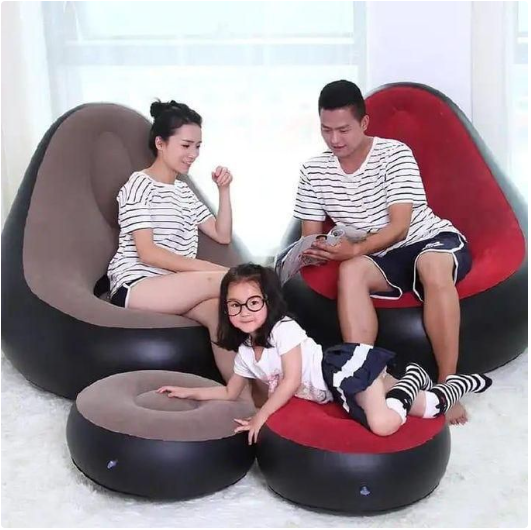 Inflatable Lazy Sofa with foot step comes with free pump 💹Optional Spherical Outdoor Inflatable Sofa PVC Plush Football Sofa Lazy Lounge Chair comes with a free pump