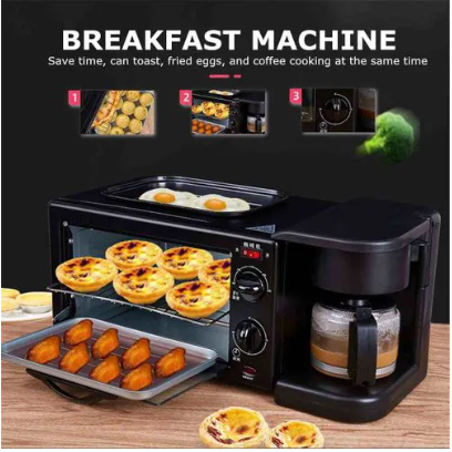 Sokany 3 in 1 breakfast maker machine 1250W With coffee maker, grill and 12L oven SK-145
