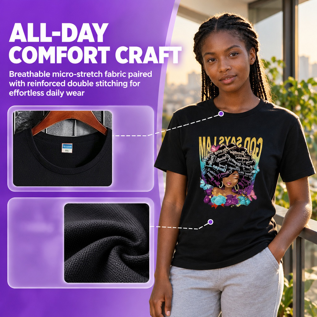 3-Pack Women's African Queen Graphic Printed Short Sleeve T-Shirts, Casual Ladies Tops, Item