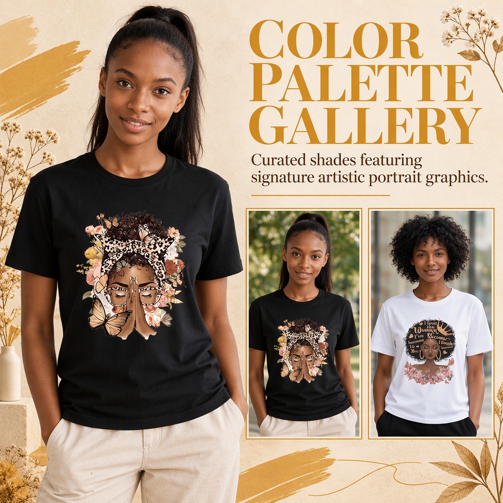 3-Pack Women's African Queen Graphic Printed Short Sleeve T-Shirts, Casual Ladies Tops, Item