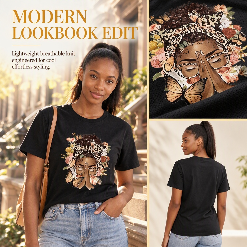 3-Pack Women's African Queen Graphic Printed Short Sleeve T-Shirts, Casual Ladies Tops, Item