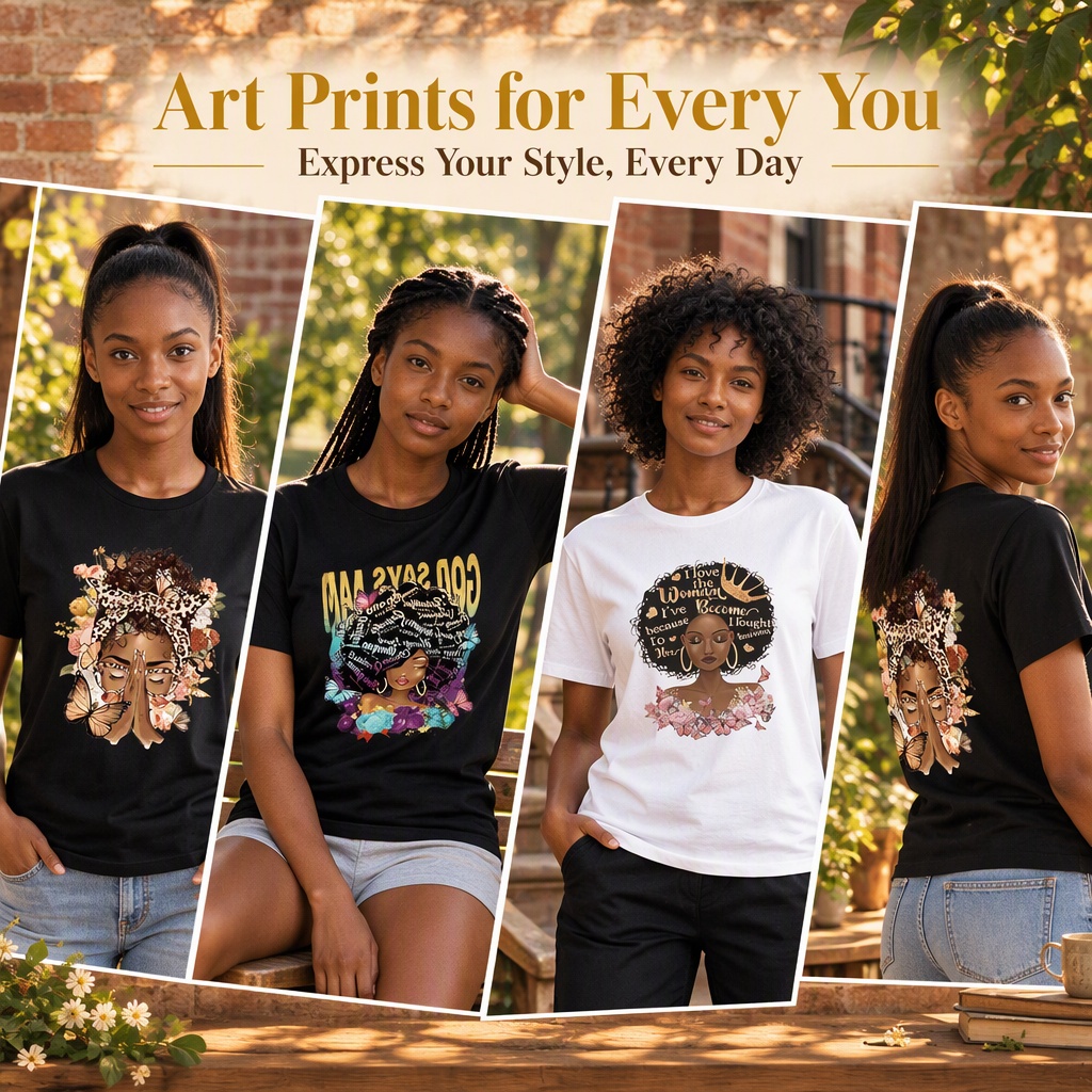 3-Pack Women's African Queen Graphic Printed Short Sleeve T-Shirts, Casual Ladies Tops, Item