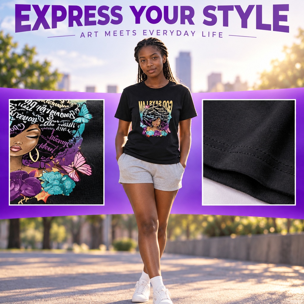3-Pack Women's African Queen Graphic Printed Short Sleeve T-Shirts, Casual Ladies Tops, Item