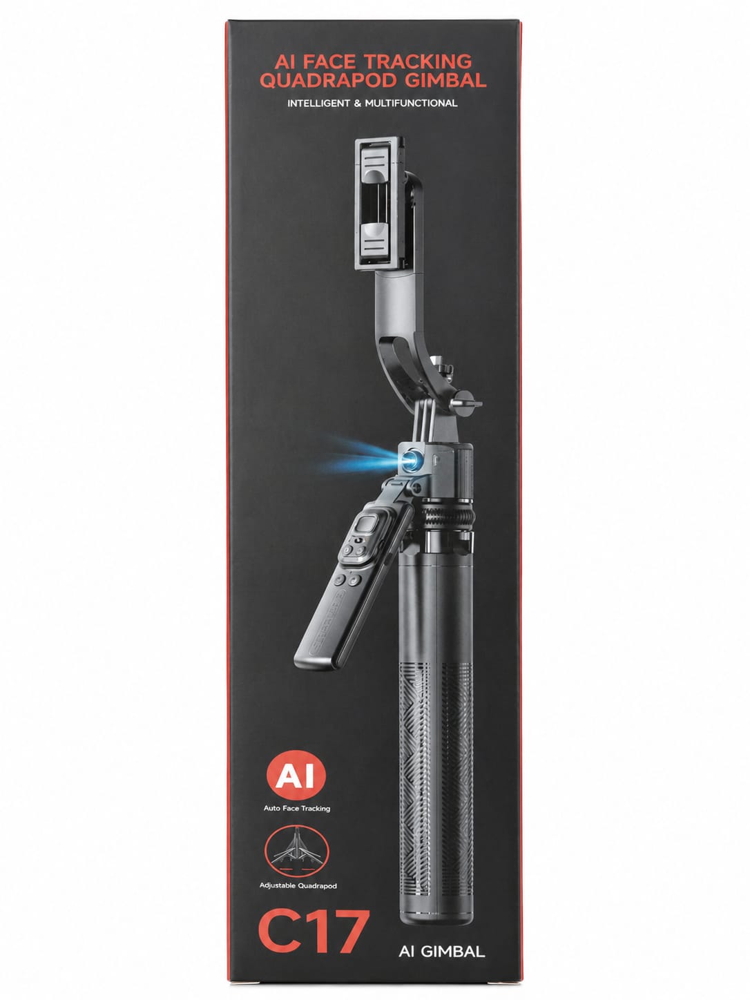 Smart Selfie Stick with Face Tracking | AI Auto-Tracking | Anti-Shake Gimbal | Aluminum Alloy | 4-Leg Tripod - Photography Essential | Phone Stand | Mounts & Stands | Kitanda