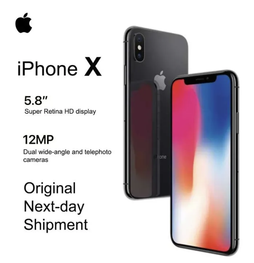 Refurbished iPhone X 256GB + 3GB/ 12MP+7MP 5.8 inch Smartphone A11 Bionic processor 2G/3G/4G/LTE single standard SIM iPhone first generation full screen