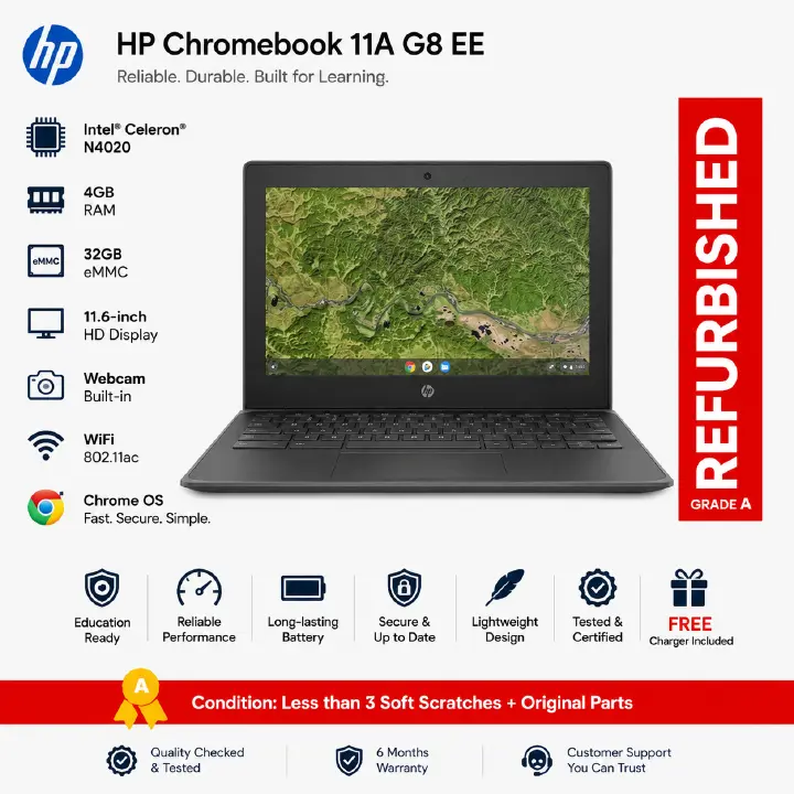 Refurbished Laptops HP Chromebook 11 G8 Ee 11.6" Chromebook Intel Celeron 1.10 GHz 4GB 32GB Chrome OS (Renewed)