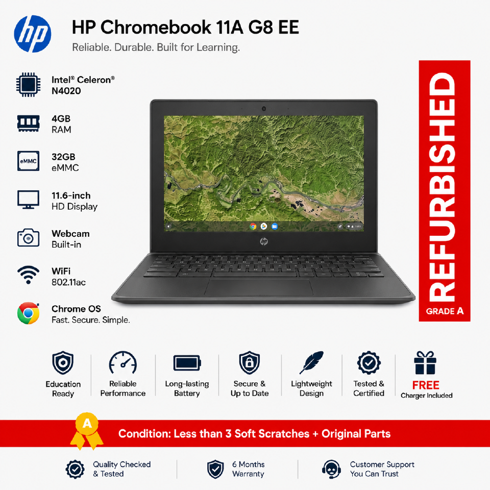 Refurbished Laptops HP Chromebook 11 G8 Ee 11.6" Chromebook Intel Celeron 1.10 GHz 4GB 32GB Chrome OS (Renewed)