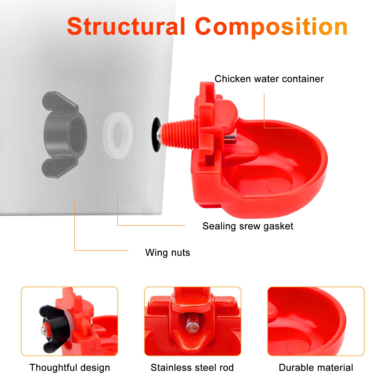 Chicken Waterer Cups, 12pcs Automatic Tee Fittings Poultry Feeder Cups Suitable for Chicken, Duck, Goose