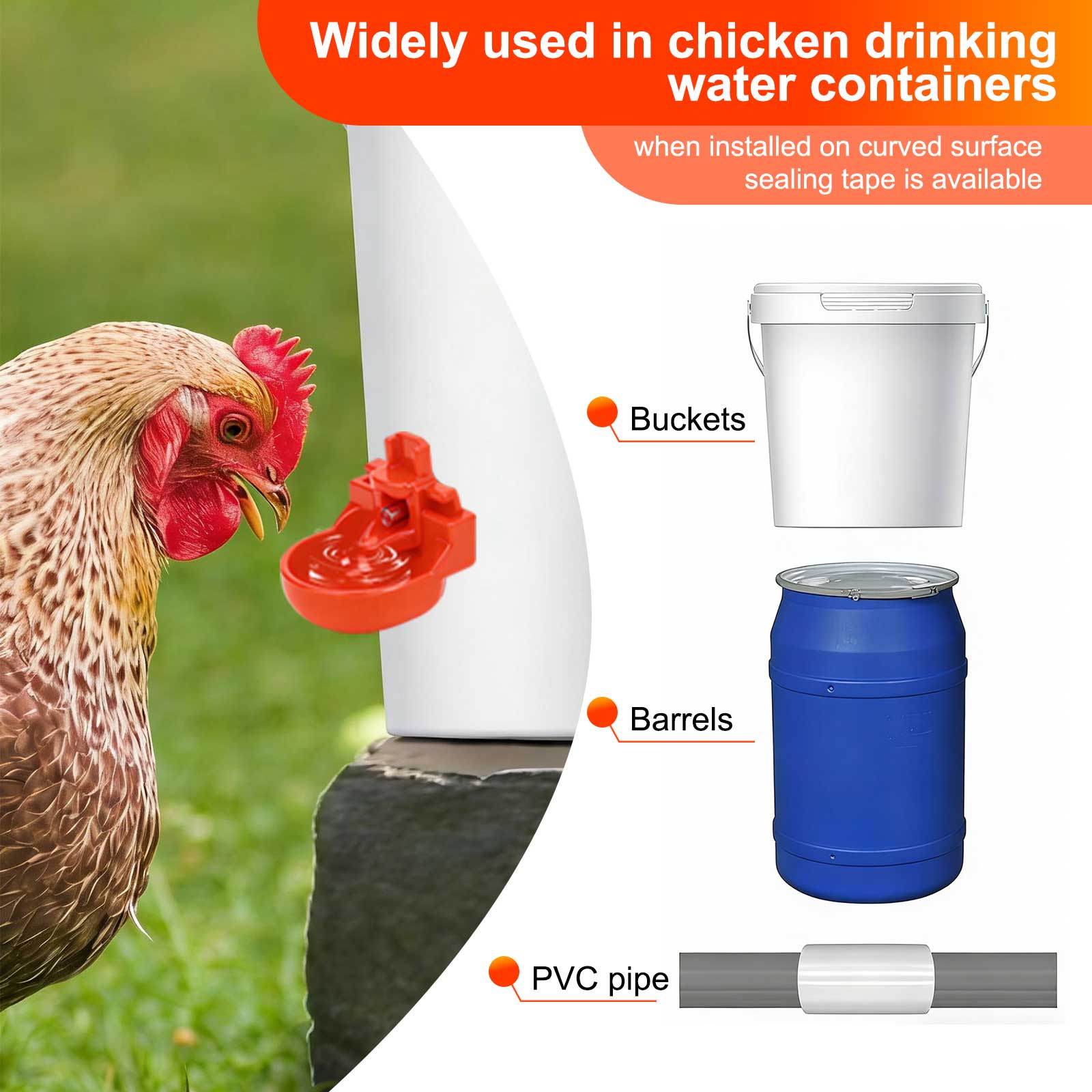 Chicken Waterer Cups, 12pcs Automatic Tee Fittings Poultry Feeder Cups Suitable for Chicken, Duck, Goose