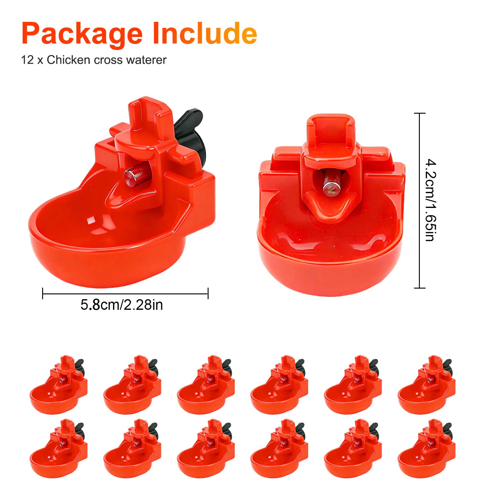 Chicken Waterer Cups, 12pcs Automatic Tee Fittings Poultry Feeder Cups Suitable for Chicken, Duck, Goose