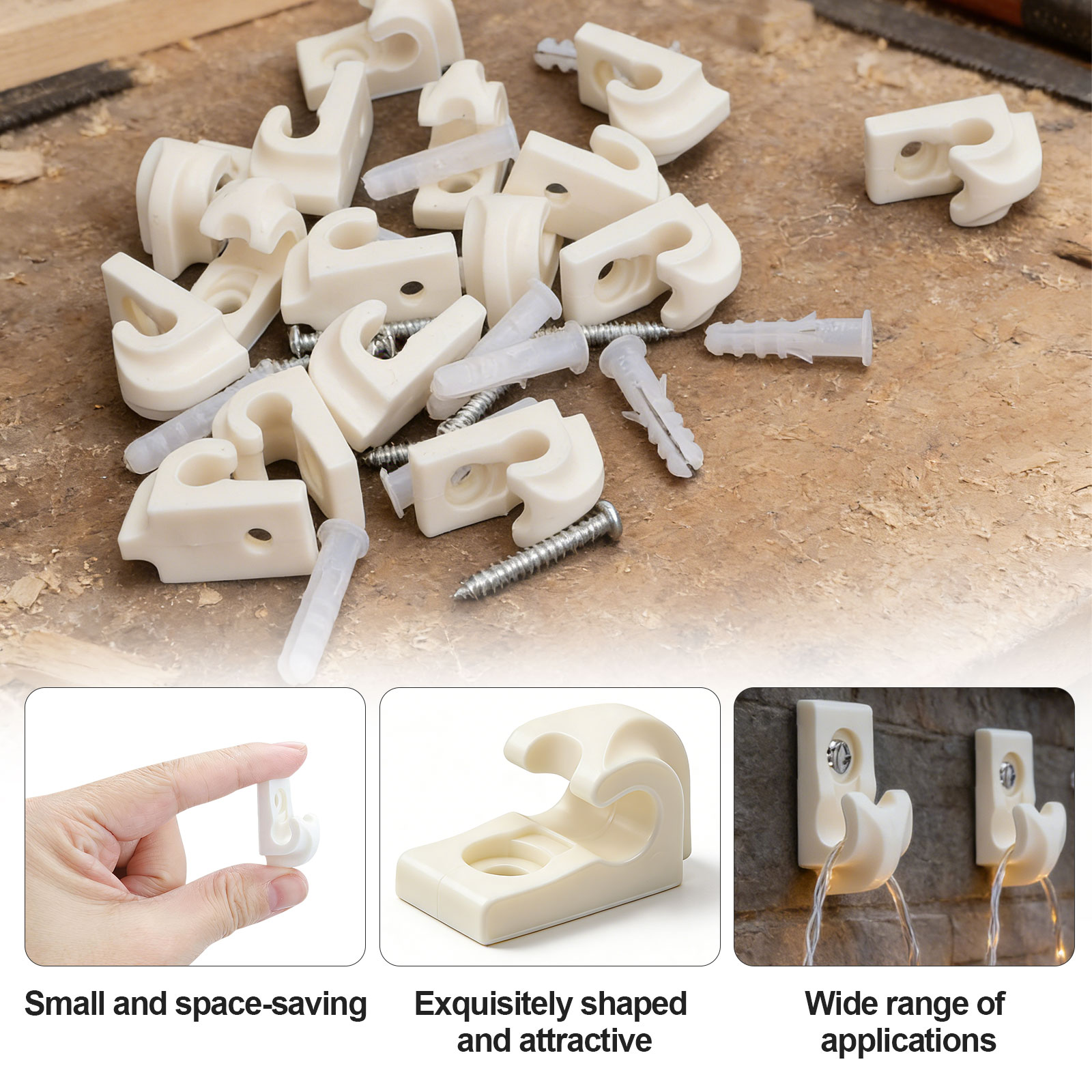 40pcs White Down Wall Clips, Closet Shelves Clips, Wire Shelf Loop Clips, Plastic Heavy Duty Wire Shelf Brackets