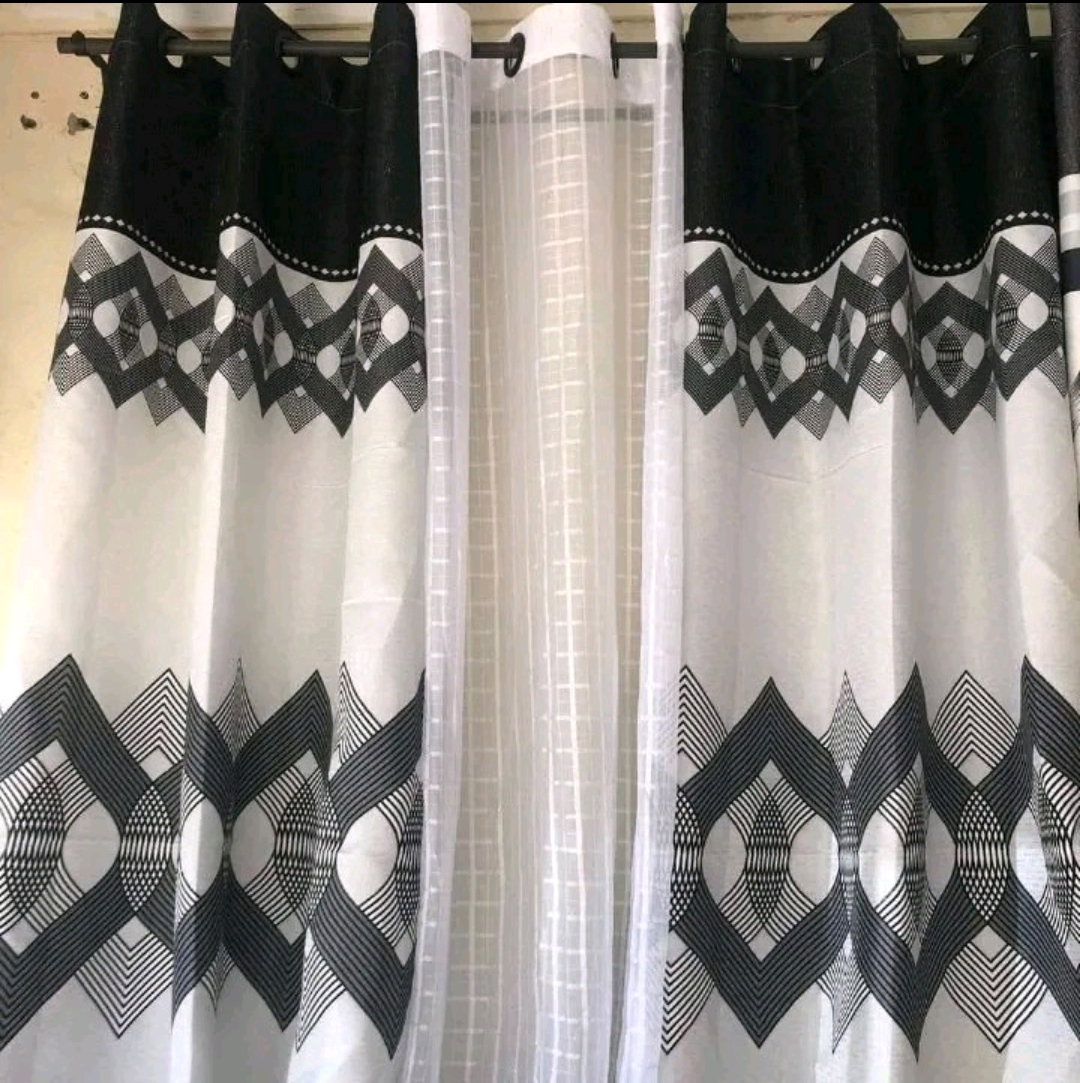 CLEARANCE SALE!!! 3PCs Heavy Pattern Curtains (1.5m +1.5m + 3m Sheer) Height 2.5m