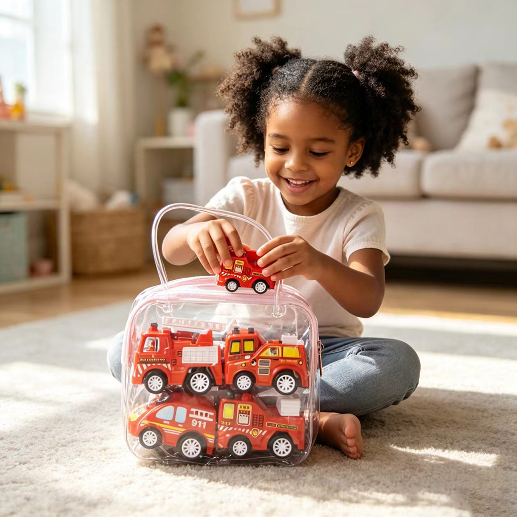 Car Set Children's Construction Car Model 1 Pack Of 6 Fire Engine Toys Gift