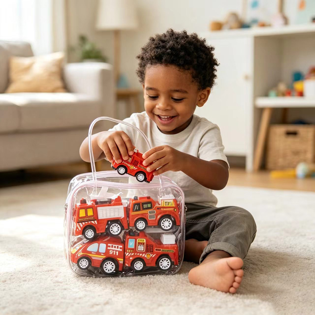 Car Set Children's Construction Car Model 1 Pack Of 6 Fire Engine Toys Gift