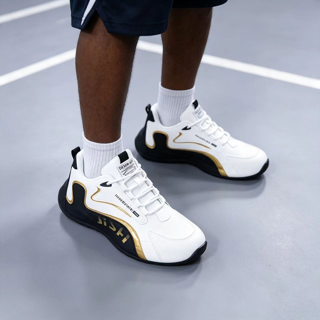 Men's Front Lace-Up Comfortable Leather Top High Quality Breathable Athleisure Shoes Sneakers