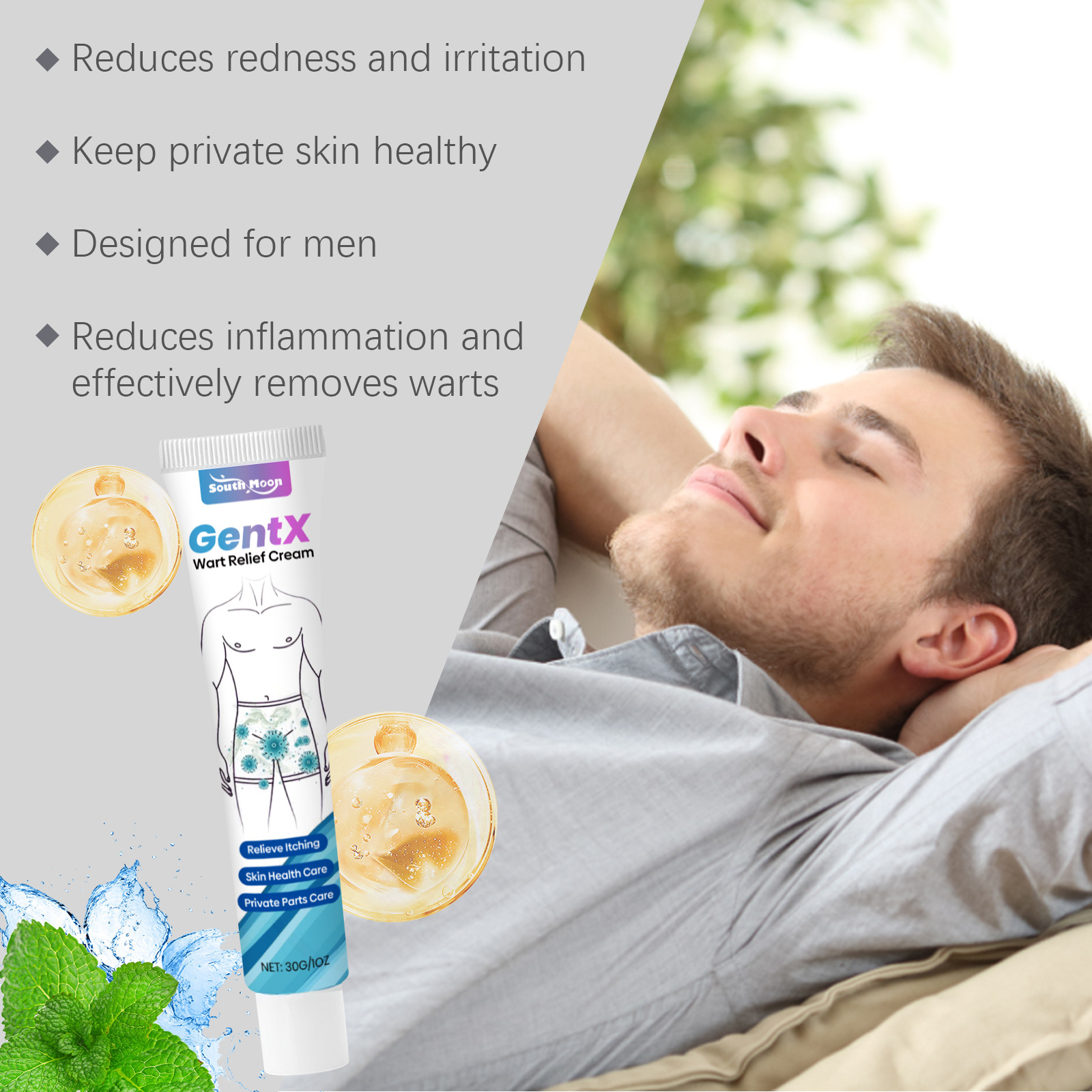 SOUTH MOON Men's Care Cream, gently cleanses the skin, refreshing and comfortable, non-sticky, external care cream